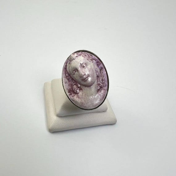 Handcrafted Adjustable Ring with Polymer Clay Cam… - image 3