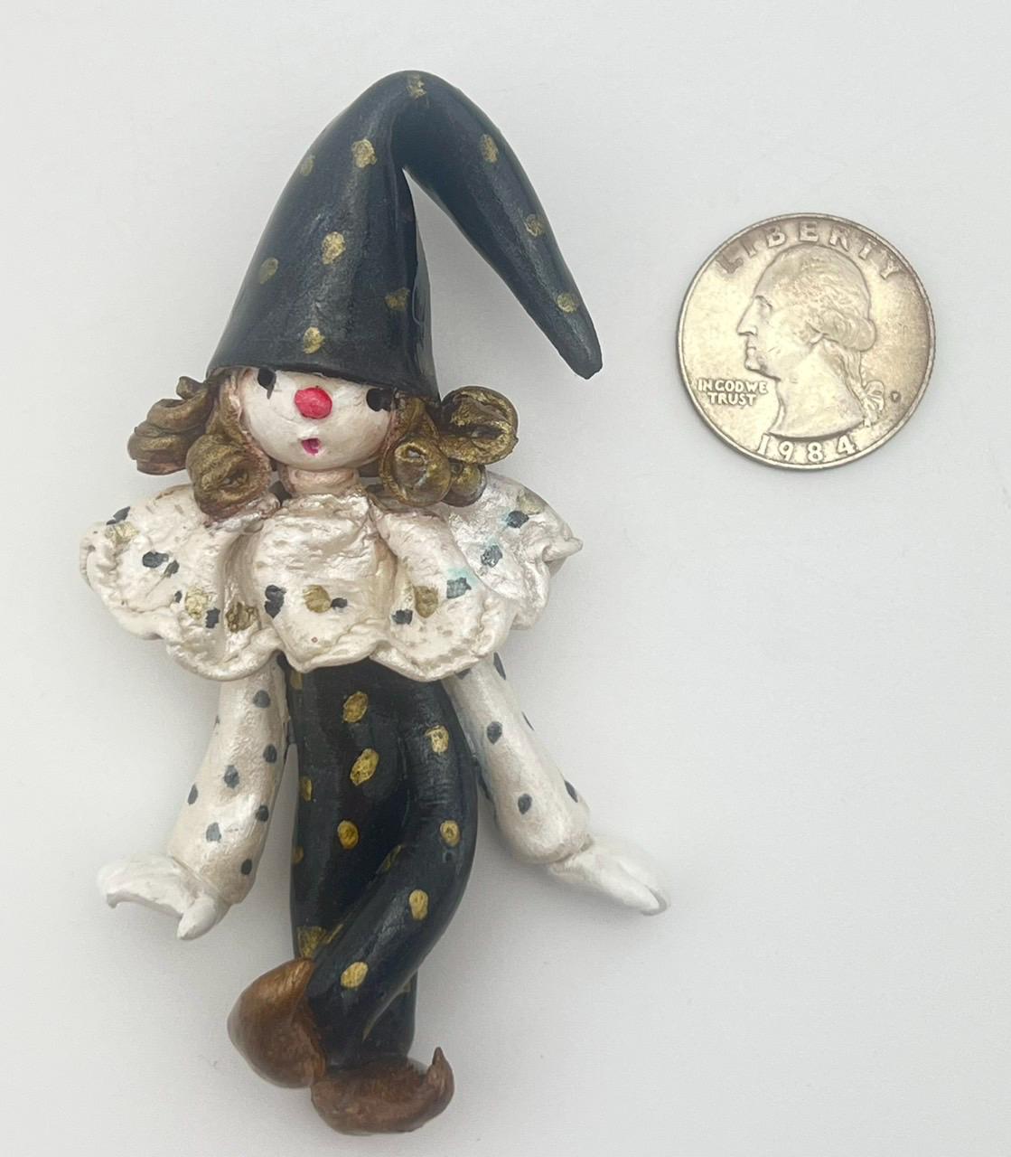 Broche Vintage Clown émaillée – Marque JARDAIN Paris – Couleur Dorée – Occasion