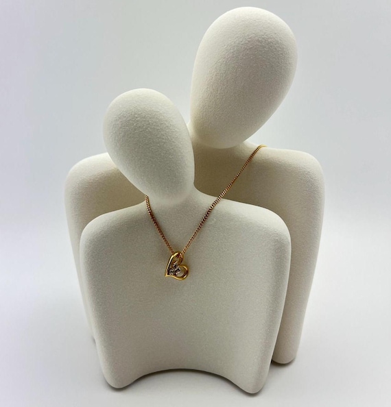 Vintage Nina Ricci Gold-tone Heart Pendant Necklace, Rhinestone NR