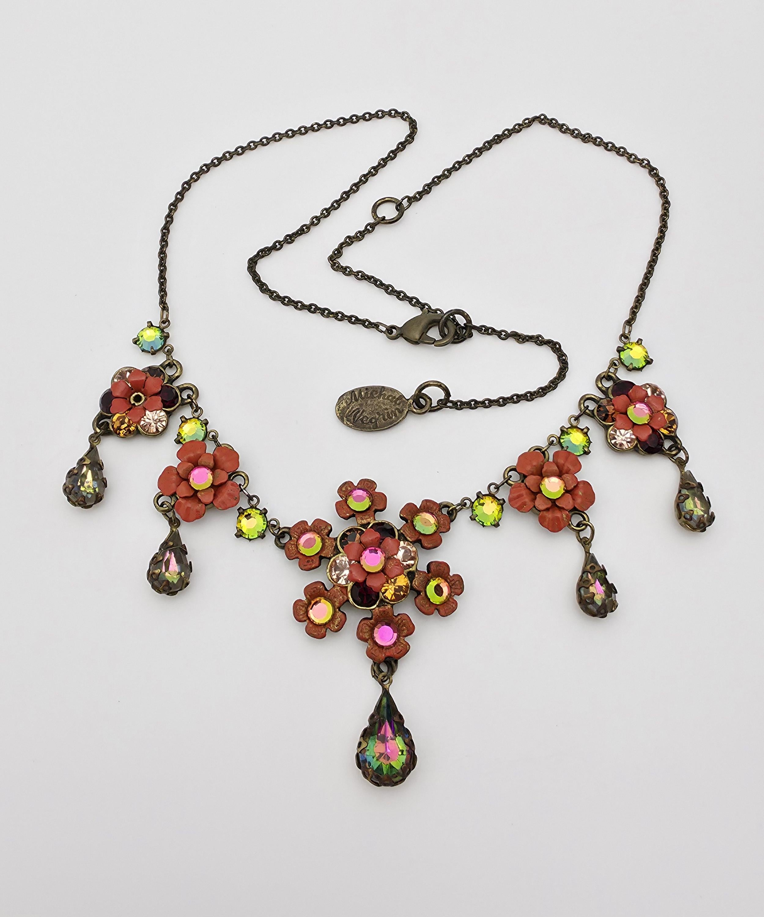 ✨状態極美品✨Michal Negrin Vintage 花柄ネックレス橙✨ ミハエル 