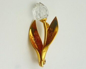 Broche Vintage Idemaria Cristaux Swarovski - Motif Couronne De Laurier Et Navire - Occasion