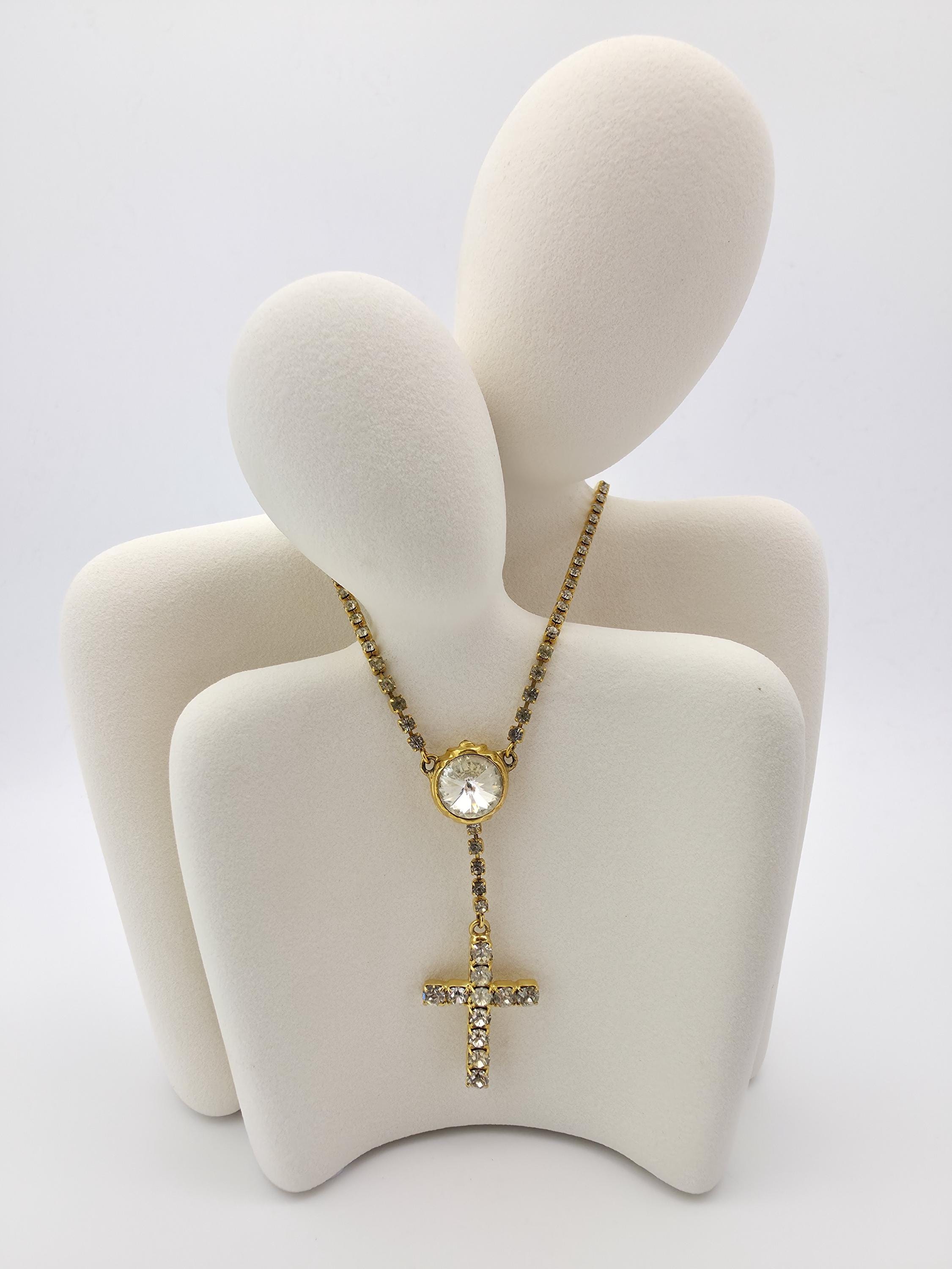 J&R ゴールドカラーラインストーンヴィンテージ ネックレスチョーカー