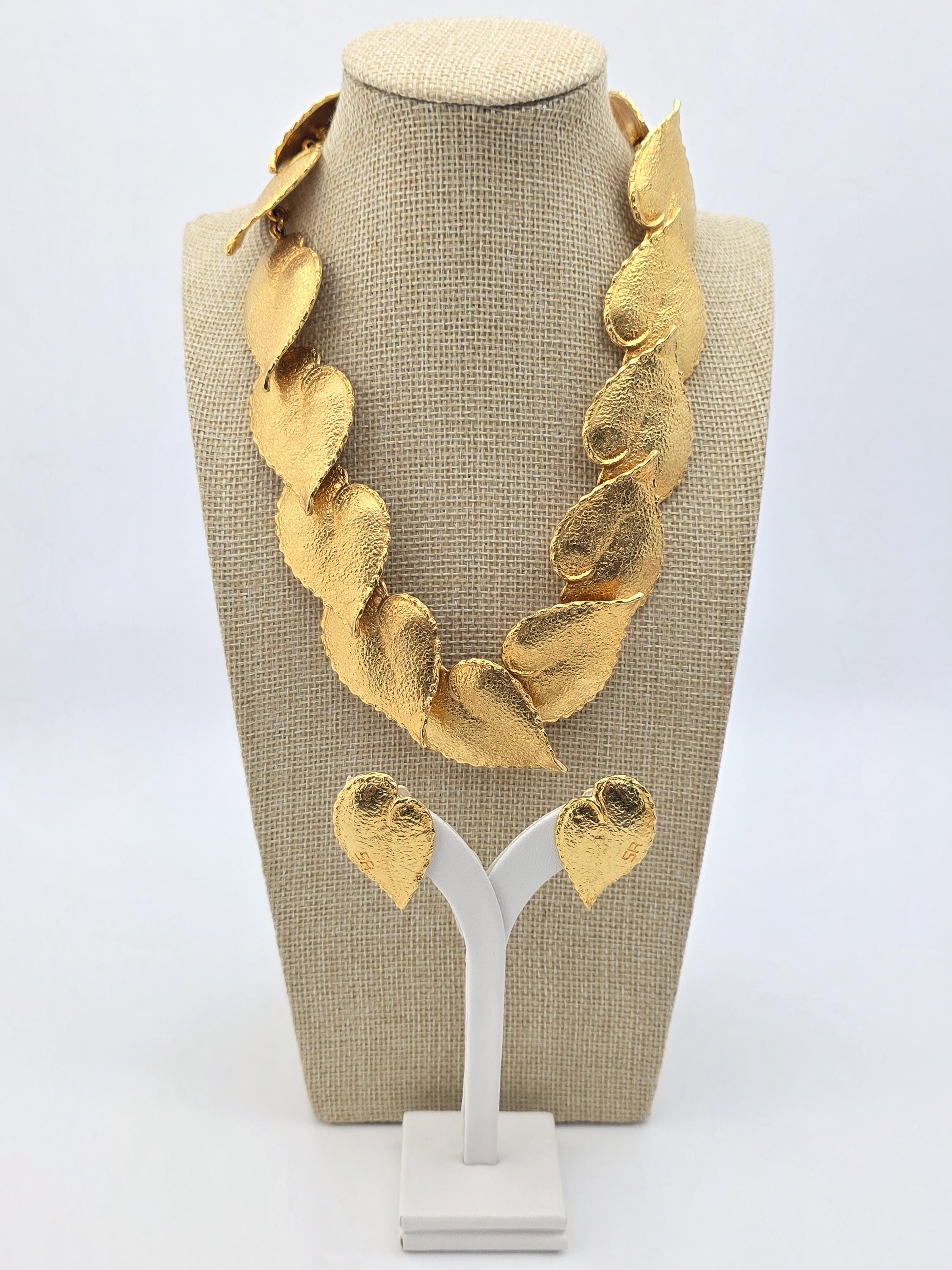 Sonia Rykiel Necklace & Earrings Set – Gold-tone – Late 20th 
