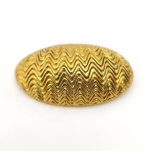Vintage Signed Sevenseas Gold-Tone Textured Statement Brooch – Elegant Dome Shape with Zigzag Pattern, Timeless Retro Jewelry
