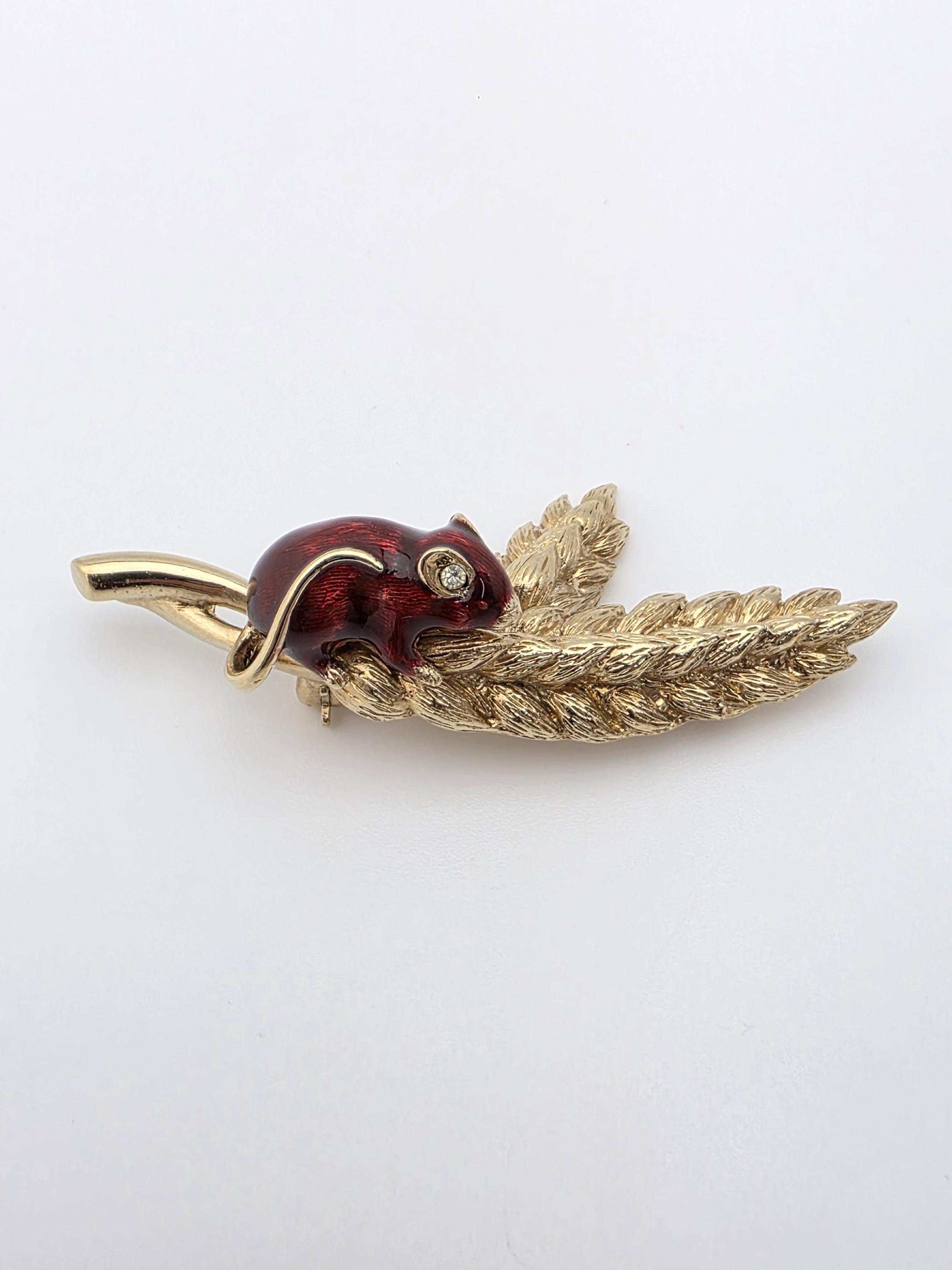 Broche Vintage Noeud Attwood & Sawyer Métal Doré Et Strass Ref I576