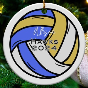 Volleyball Ornament, Sports Gift, Personalized Christmas Decoration, Team Coach Player Keepsake, Custom Holiday Decor, Ceramic Bauble