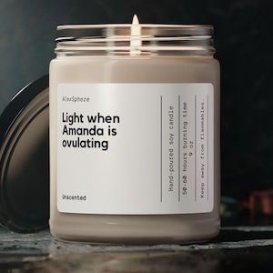 Custom Trying to Conceive Scented Soy Candle, Gift for potential new moms, Smells like I'm ovulating candle, support for fertility