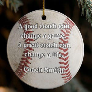 Personalized Baseball Coach Ornament, Custom Christmas Gift for Coach, Senior Night Gift, Baseball Coach Thank You Gift, Team Coach Ornament