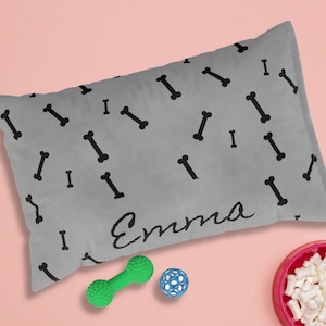 Custom Dog Bed with bones, Personalized Dog Bed Cover, Cozy Washable Dog Bed, Large Dog Bed for Big Dogs, Pet Gift for Dog Lovers