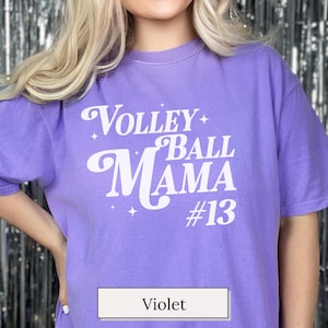 Volleyball Mama Shirt with Custom Number, Comfort Colors Tee for Game Day Moms, Volleyball Gifts for Her, Plus Size Sports Shirt