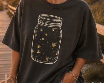 Firefly Shirt, Fireflies in a Jar Tee, Let Your Light Shine Shirt, Summer Nature Graphic Tee, Cottagecore Shirt