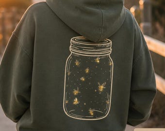 Firefly Hoodie, Fireflies in a Jar Hoodie, Let Your Light Shine Sweatshirt, Summer Nature Hoodie, Cottagecore Gift