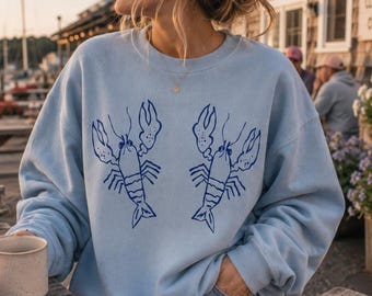 Maine Sweatshirt, Lobster Sweatshirt, Nantucket Crewneck, Coastal Nautical Sweatshirt, New England Pullover