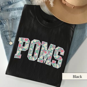 Camisa Coquette POMS, camiseta Comfort Colors® Pom Pom Team, camisa POMS com letras florais, presente para treinador de dança, blusa fofa para competição