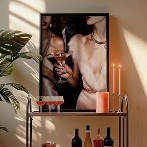 Retro Printable Wall Art Martini, Old Money Print, Chic Bar Cart Prints for Trendy Girly Apartment, Old Hollywood Bar, Pink Cocktail Print