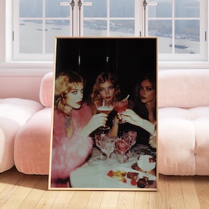 Girl Dinner Print, Fashion Poster, Martini Cocktail Poster, Cool Girl Aesthetics Photo NYC Apartment Art Retro Bar Cart Printable Hypebeast