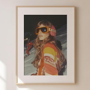 Aprés Ski Girly Printable Wall Art, Funky Skiing Poster, Preppy Ski Lodge Decor, Vintage Ski Print, Trendy Winter Wall Art Digital Download