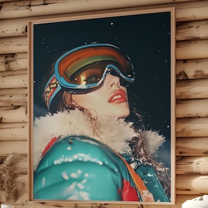 Apres Ski Photograph Poster, Retro Ski Lodge Wall Art, 70s 80s Aesthetic Print, Winter Chalet Art, Gift for Skier, Skiing Bach Party Decor