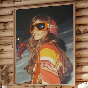 Aprés Ski Girly Printable Wall Art, Funky Skiing Poster, Preppy Ski Lodge Decor, Vintage Ski Print, Trendy Winter Wall Art Digital Download