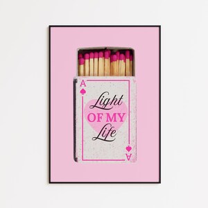 Roze matchbox-print, schoppenaas print trendy matchbox print speelkaart poster retro matchbox muur print girly slaapzaal decor funky barwagen