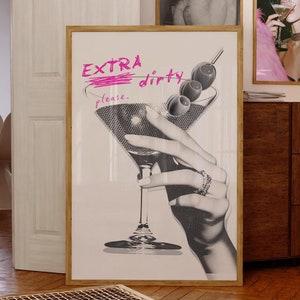 Cocktail Print Black And White Kitchen Wall Art Bar Cart Decor Girls Prints Funky Wall Print Pink Aesthetic Art Apartment Y2k Posters Preppy