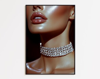 Diamond Choker Fashion Print: Glam Vanity Art (Digital Download)