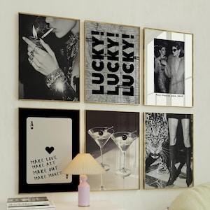 Trendy Print Set of 6, Neutral Gallery Wall Set, Funky Retro Printable Posters Dorm Room Decor College Apartment Aesthetic Digital Print