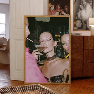 Cool Girl w Martini Print, High Fashion Print, Vogue Poster Luxury Wall Art Trendy Posters Hypebeast Cocktail Poster Cheers Print Femme Art