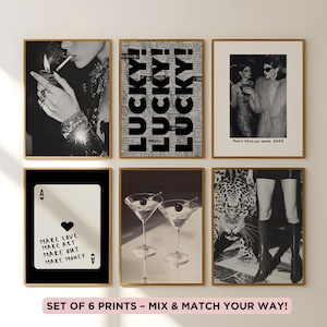 Gallery Girly Prints Black & White Fashion Wall Art 6 Prints Set Trendy Leopard Print Magazine Cover Decor Aesthetic Decor Lucky Poster