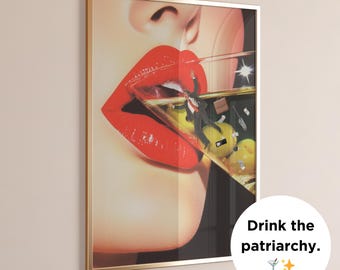Femme Fatale Martini Print: Feminist Retro Apartment Art (Digital Download)