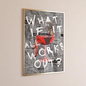 すべてがうまくいったら、赤いファンキーなアート、レトロなガーリーなプリント、70 年代の美的アート、ファンキーなバーカートのプリント、トレンディな新聞のプリント、ディスコ ボール アート