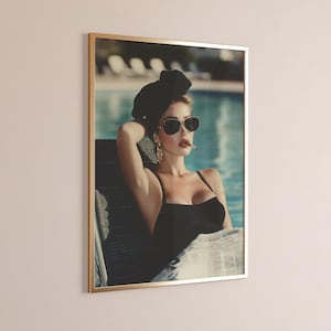 Classic Pool House Decor | Vintage Resort Wall Art | Old Money Aesthetic | 1950s Hollywood Glam | Chic Retro Luxury Print