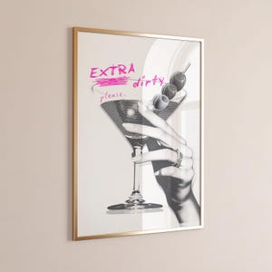 Cocktail Print Black And White Kitchen Wall Art Bar Cart Decor Girls Prints Funky Wall Print Pink Aesthetic Art Apartment Y2k Posters Preppy