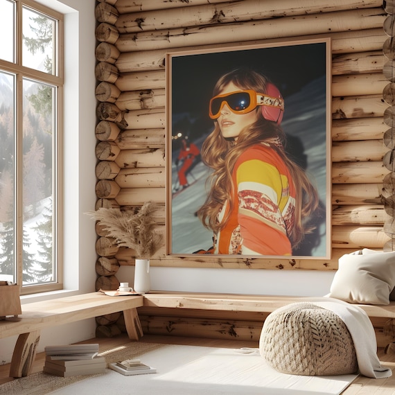 Apres Ski Photograph Poster, Retro Ski Lodge Wall Art, 70s 80s Aesthetic Print, Winter Chalet Art, Gift for Skier, Skiing Bach Party Decor