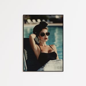 Mid-Century Poolside Art | Old Money Retreat Print | Classic Hollywood Glam | Luxury Cabana Wall Decor | Chic Retro Fashion