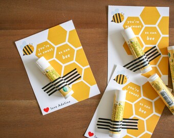 DIGITAL chapstick / lip balm DIGITAL valentine / bee valentines / school valentines / printable / Valentine's Day