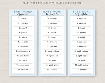 Baby Shower Game // word scramble // it's a boy // baby shower // blue // printable