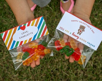 DIGITAL gummy bear valentines / beary cute / teddy grahams /  school valentines / preschool valentines / printable / Valentine's Day