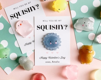 PRINTED CARDS Will You Be My Squishy? School Valentines (no toy included)
