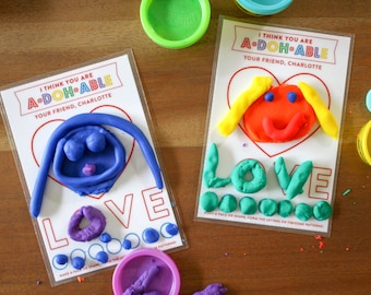 DIGITAL mini play doh MAT valentines / play dough / school valentines /  printable / Valentine's Day