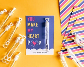 PRINTED CARDS Heart Bubbles Valentine