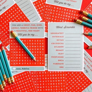 PRINTED CARDS / Valentine&#39;s Day Word Search & Scramble