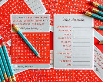 PRINTED CARDS / Valentine's Day Word Search & Scramble