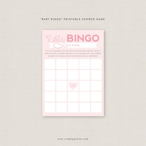 Baby Bingo // baby shower // it&#39;s a girl // baby shower game // pretty in pink