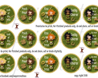 St. Patrick's day Girl sayings bottle cap images 1 inch circle