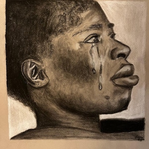 black woman crying print