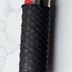 Python Snakeskin Lighter Case, Hand Stitched Leather Slip