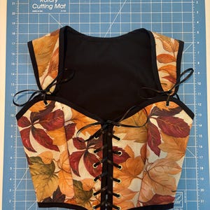 Orange Leaves Corset Top, Front Lace-up Bodice, Renaissance Corset, Cottagecore Top, Bustier Corset Top