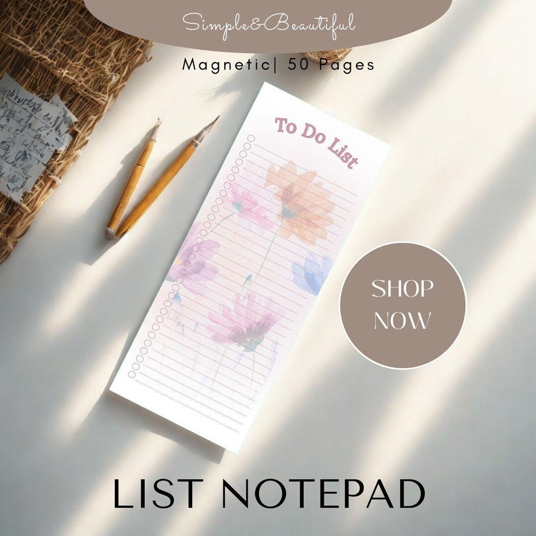Pastel Floral Magnetic Tear-away Notepad – 50 Page To-do List Pad ...
