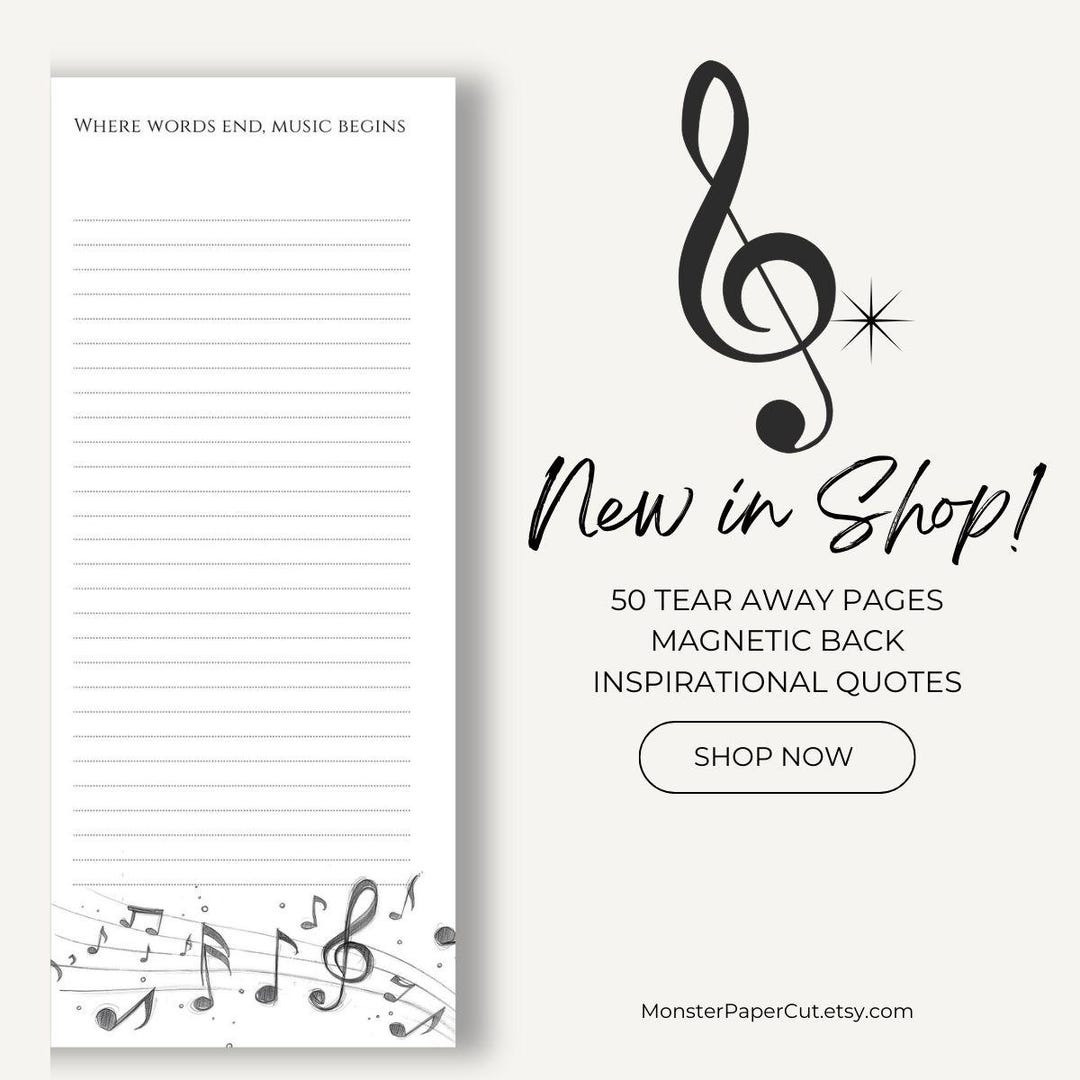 Musical To-do List Notepad With Inspirational Quote | Magnetic Music ...